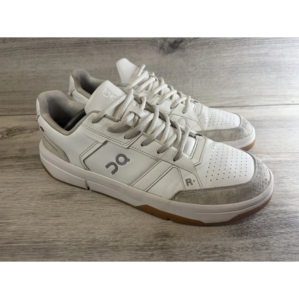 On The Rodger Clubhouse Mens Sneakers Shoes Size 12 Triple White Leather Cloud